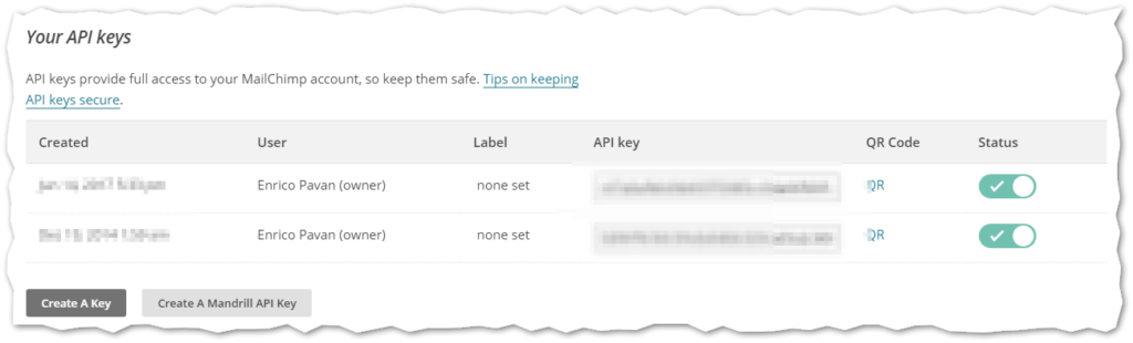api keys mailchimp