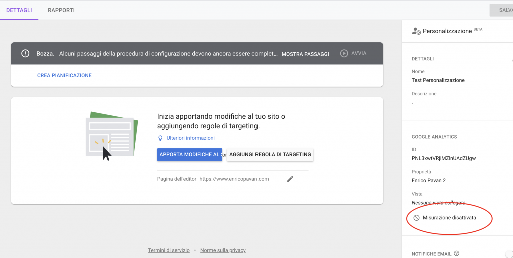 Google Optimize Personalization HP