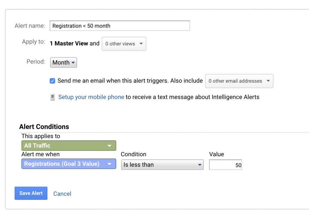 Custom Alerts Google Analytics