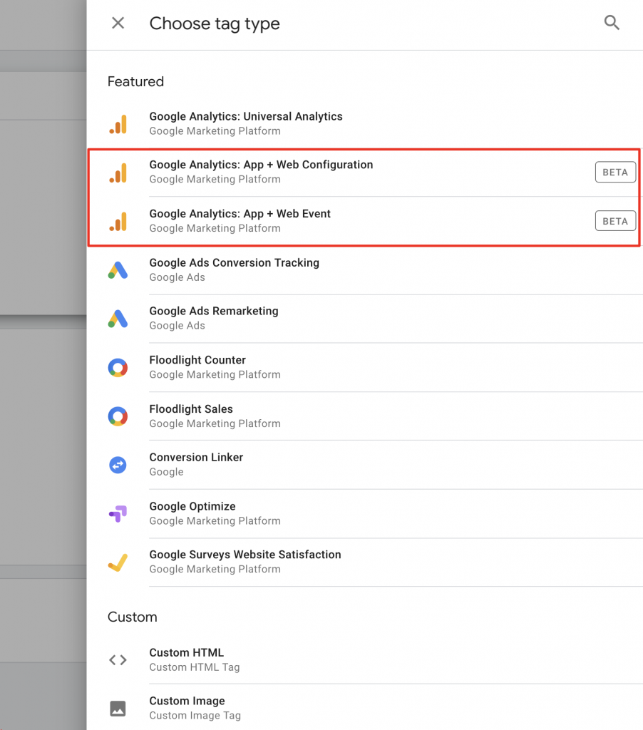 Google Analytics App and Web property Google Tag Manager