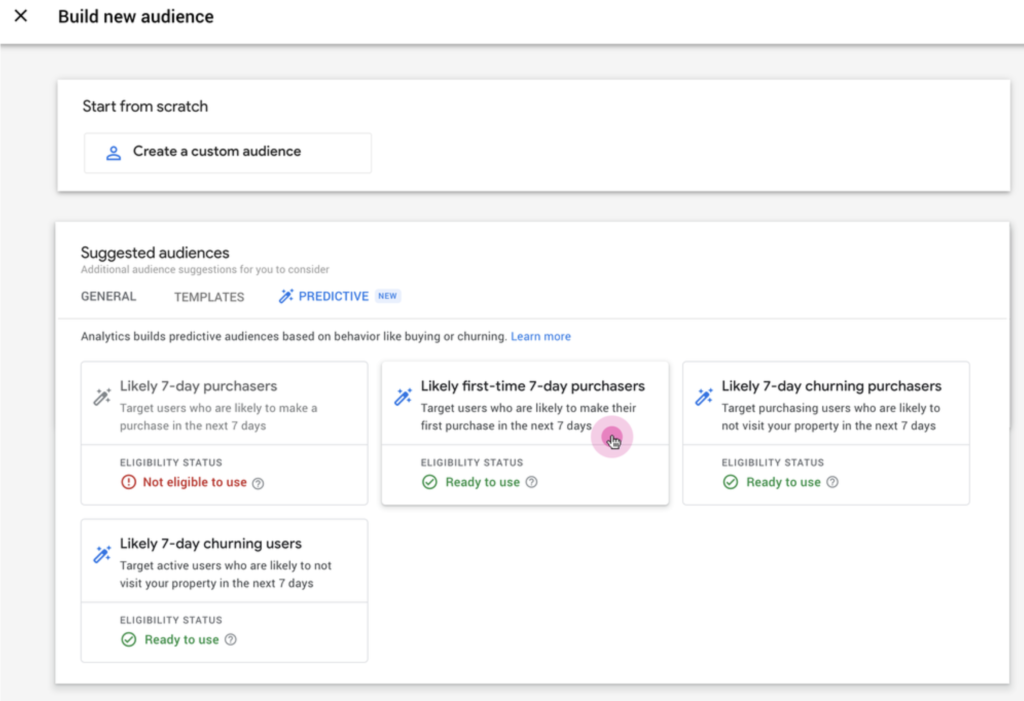 Probability audiences google app + web