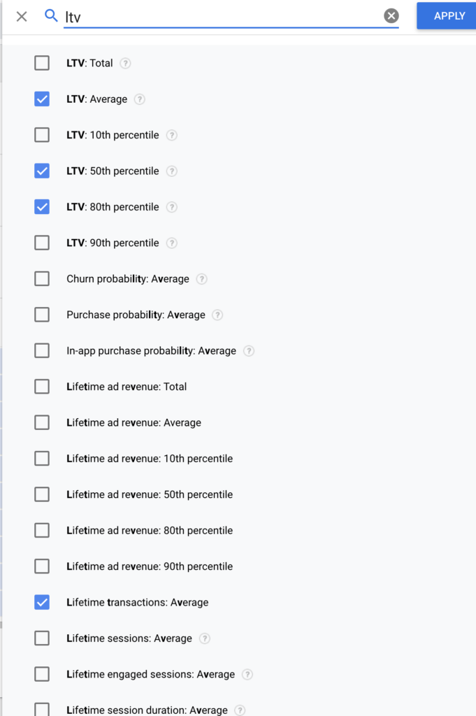 Google Analytics 4 user lifetime metrics