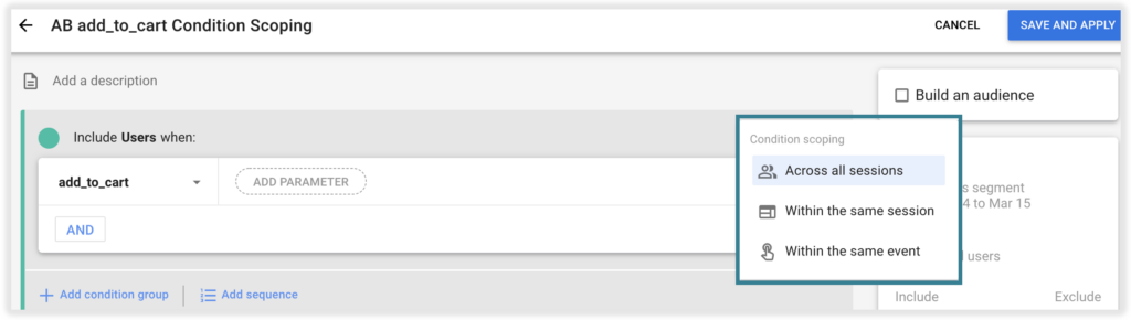 Condition Scoping GA4