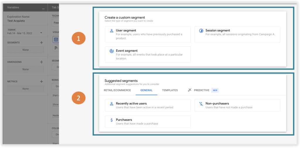 Custom Vs Suggested Segments in GA4