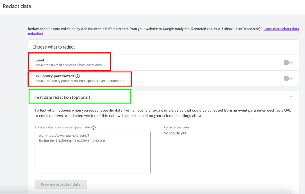 Data Redaction GA4