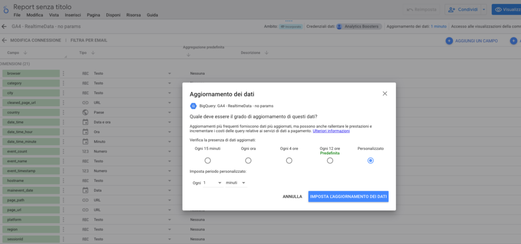 Data Freshness bigquery looker studio